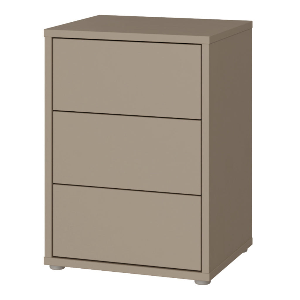 Alyson Bedside Cabinet with 3 Drawers Push-to-Open in Taupe