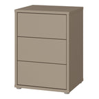 Alyson Bedside Cabinet with 3 Drawers Push-to-Open in Taupe