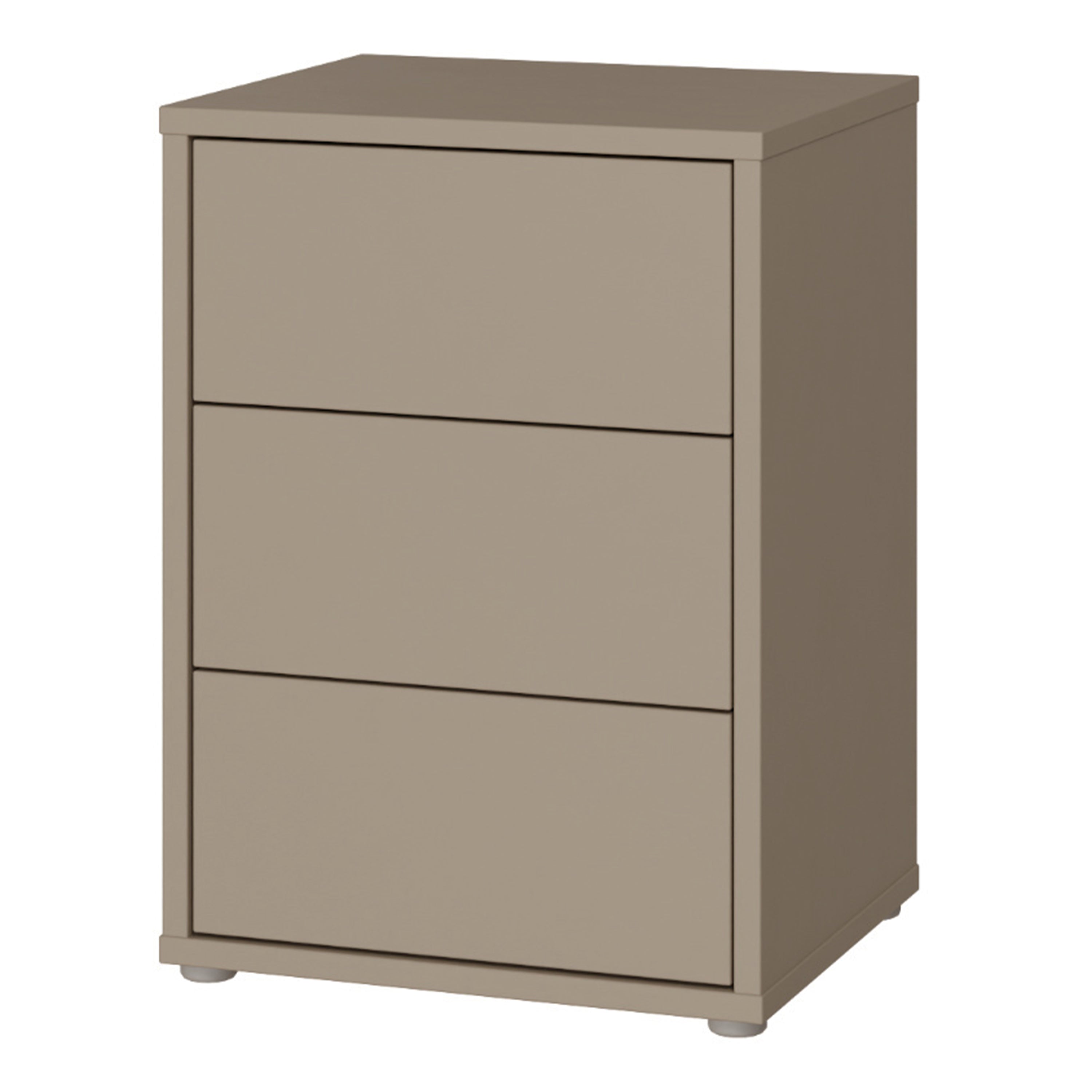 Alyson Bedside Cabinet with 3 Drawers Push-to-Open in Taupe