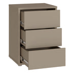 Alyson Bedside Cabinet with 3 Drawers Push-to-Open in Taupe