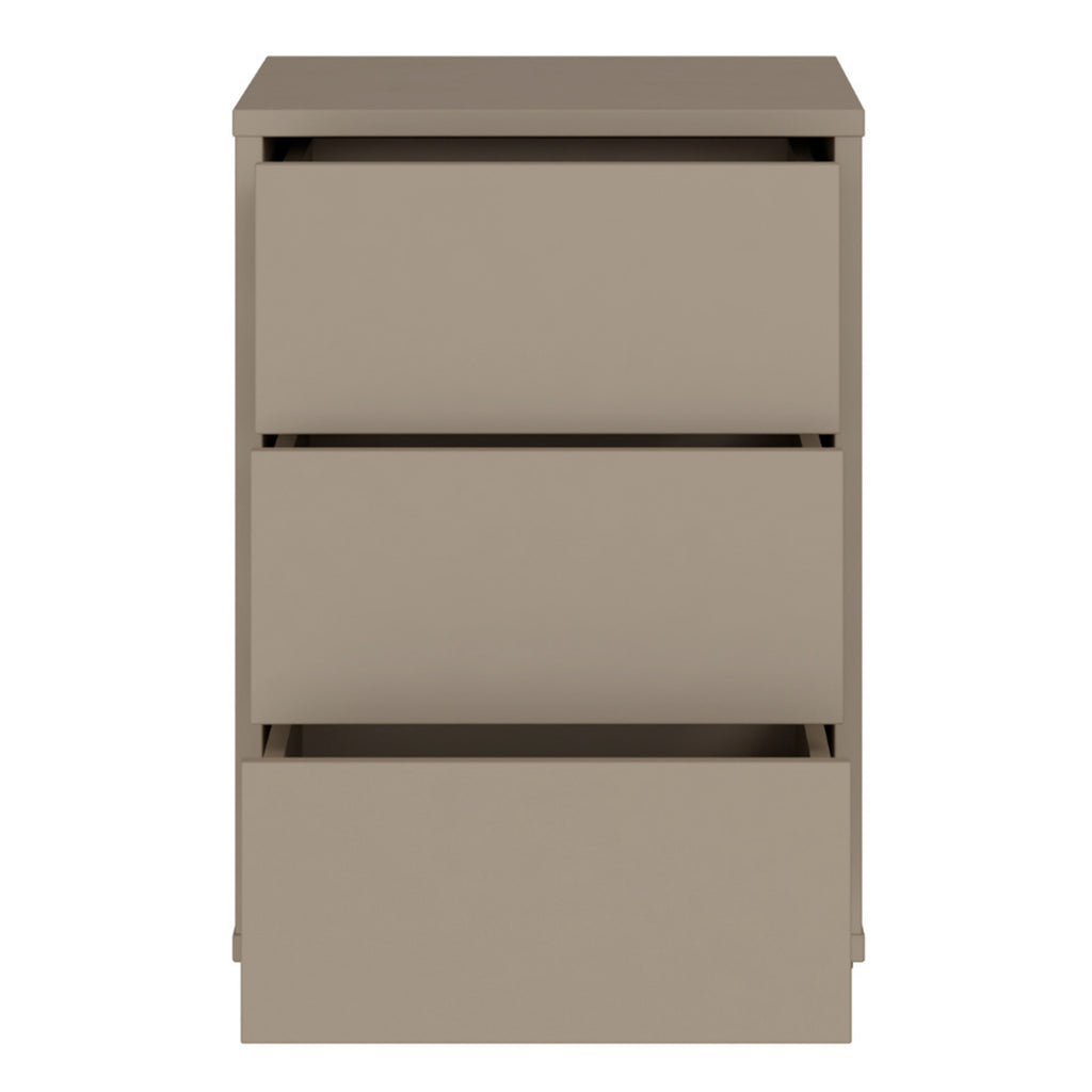 Alyson Bedside Cabinet with 3 Drawers Push-to-Open in Taupe