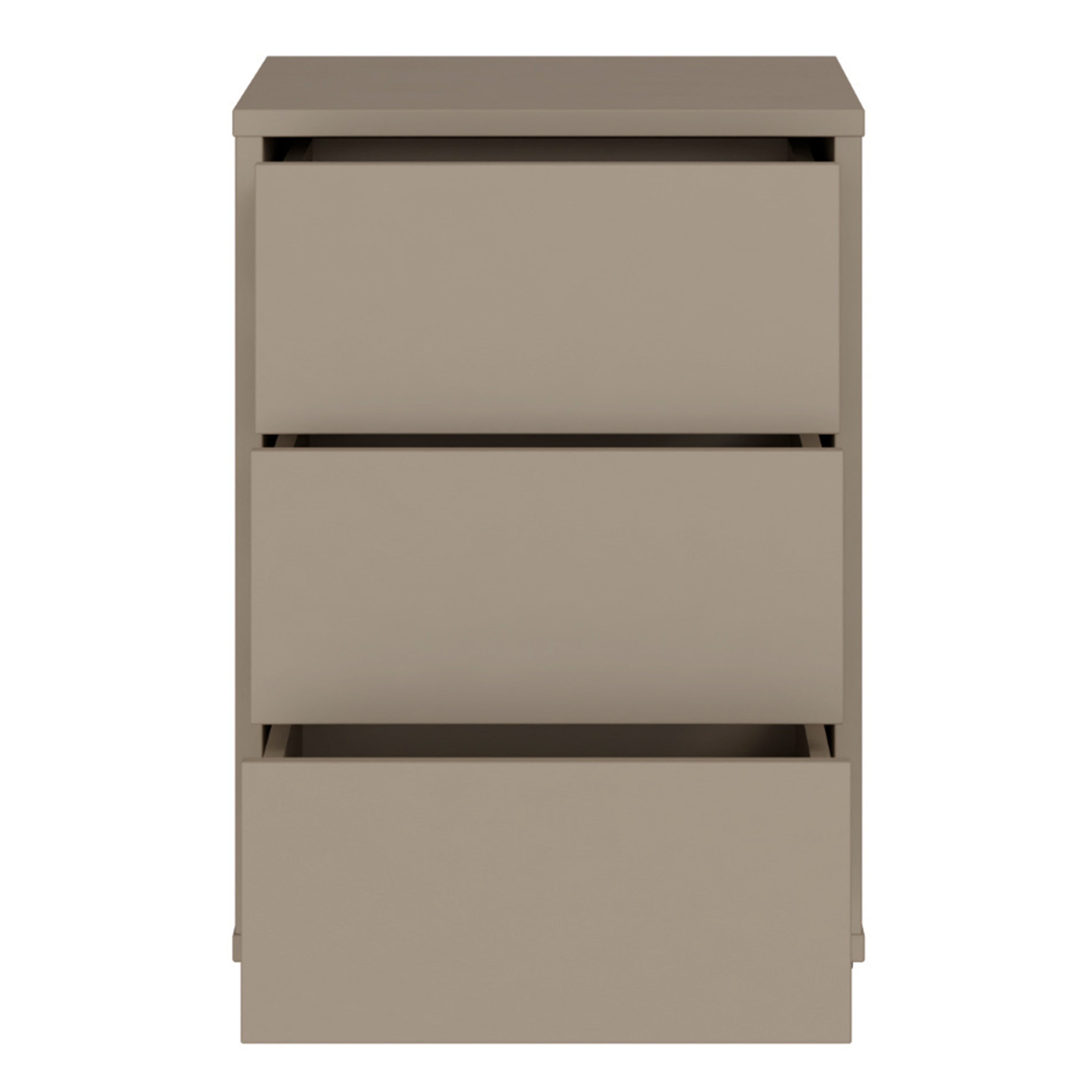 Alyson Bedside Cabinet with 3 Drawers Push-to-Open in Taupe