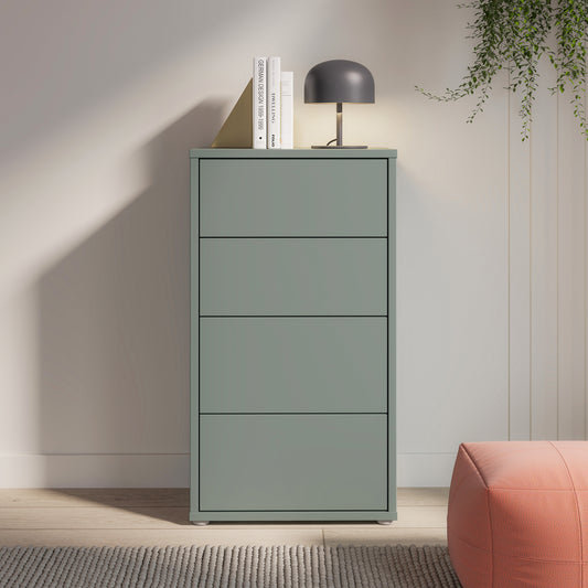 Alyson Tall 4 Drawer Chest with Push-to-Open Drawers in Sage Green