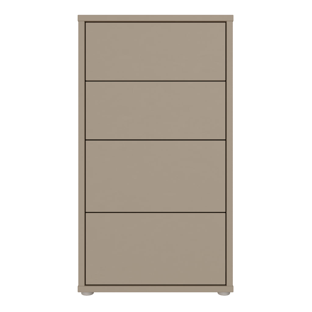 Alyson Tall 4 Drawer Chest with Push-to-Open Drawers in Taupe