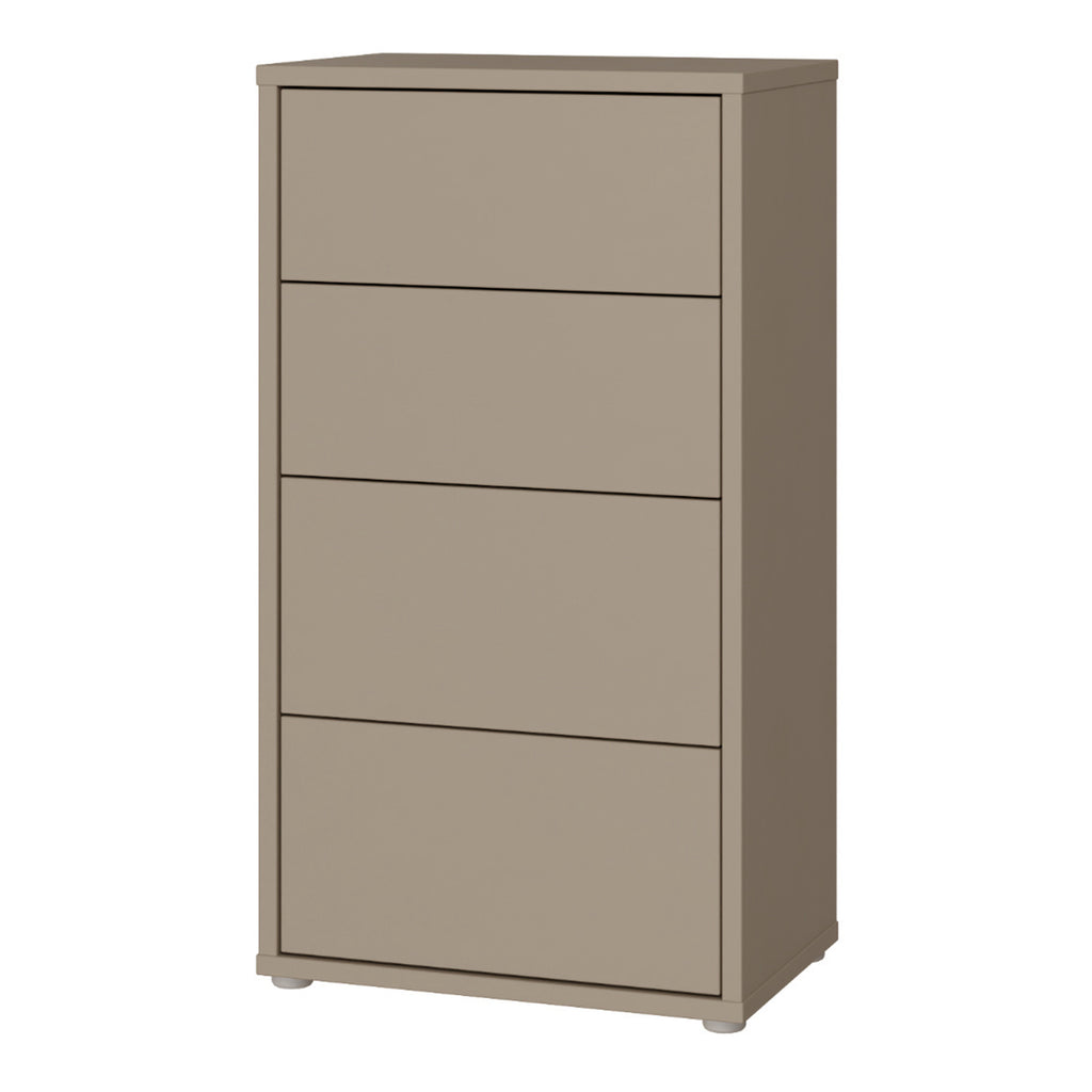 Alyson Tall 4 Drawer Chest with Push-to-Open Drawers in Taupe
