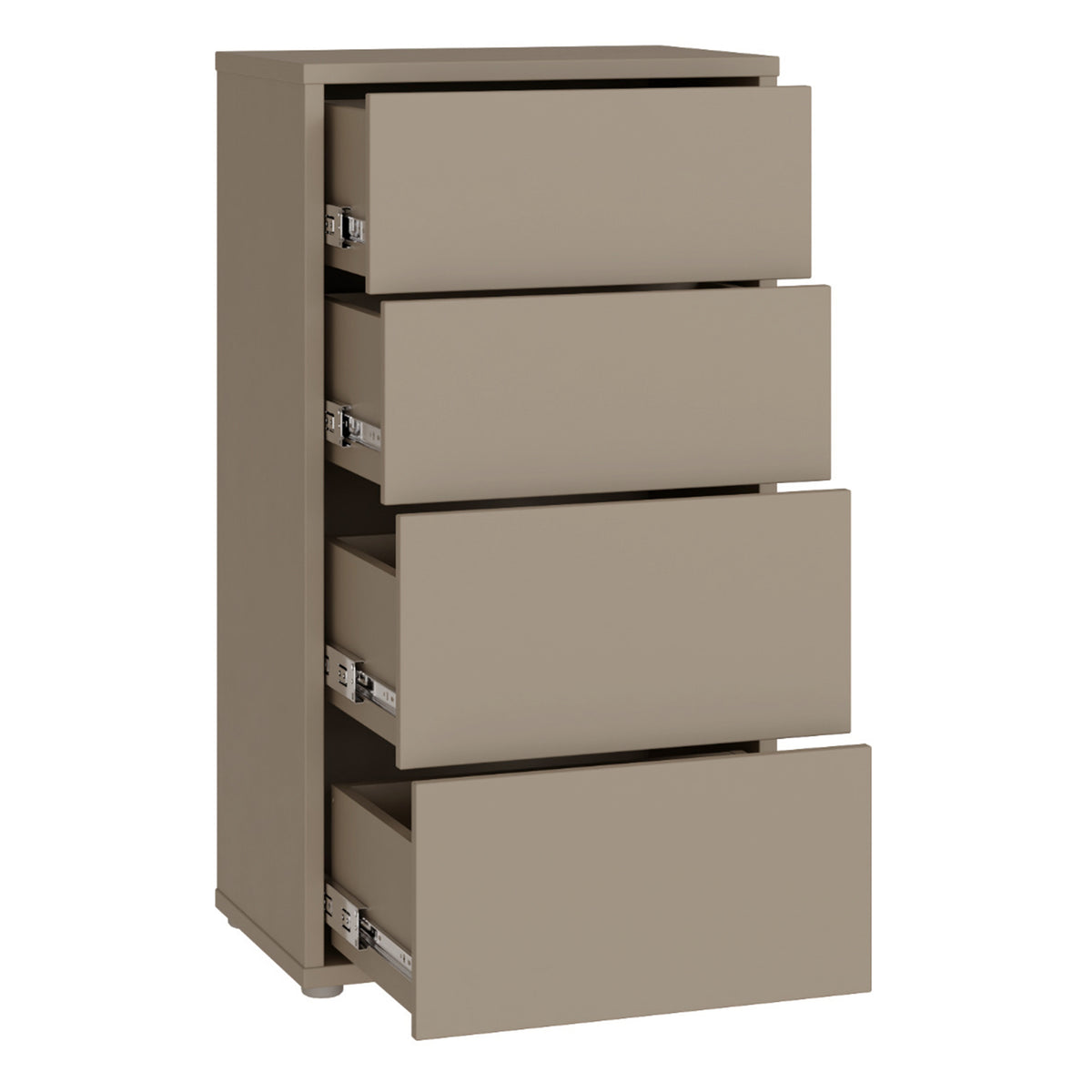 Alyson Tall 4 Drawer Chest with Push-to-Open Drawers in Taupe