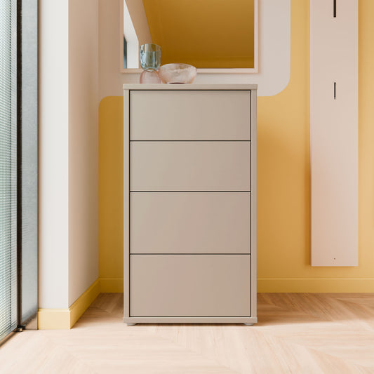 Alyson Tall 4 Drawer Chest with Push-to-Open Drawers in Taupe