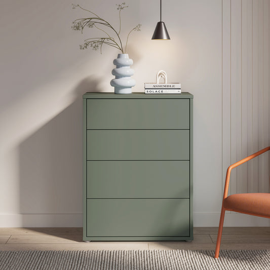 Alyson 4 Drawer Chest with Push-to-Open Drawers in Sage Green
