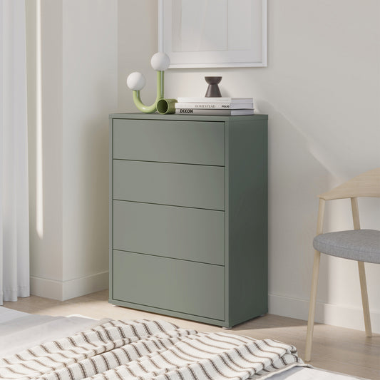 Alyson 4 Drawer Chest with Push-to-Open Drawers in Sage Green