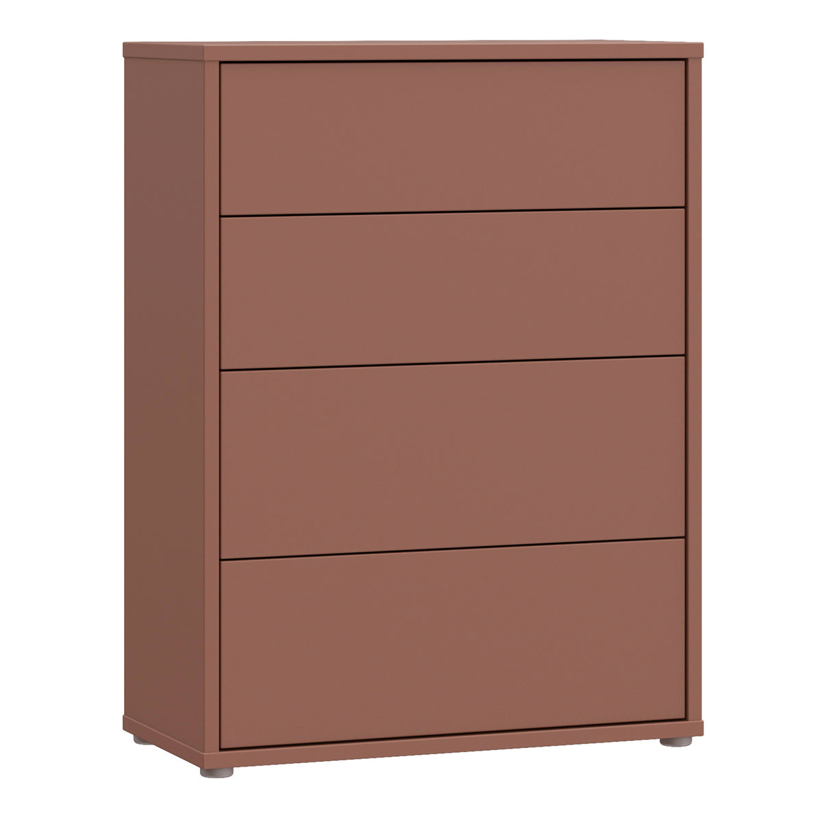Alyson 4 Drawer Chest with Push-to-Open Drawers in Terracotta