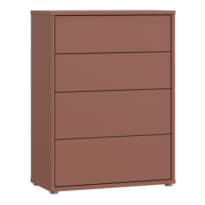 Alyson 4 Drawer Chest with Push-to-Open Drawers in Terracotta
