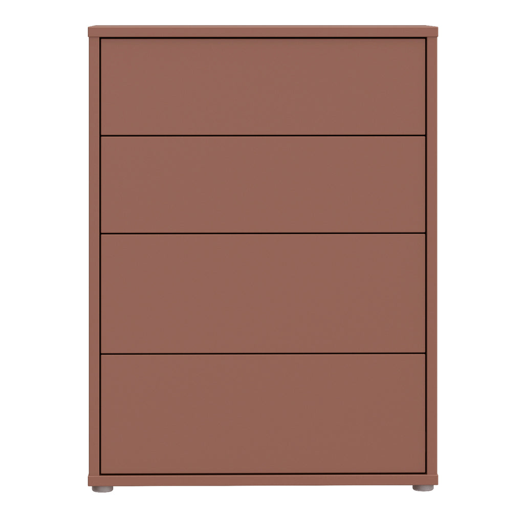 Alyson 4 Drawer Chest with Push-to-Open Drawers in Terracotta
