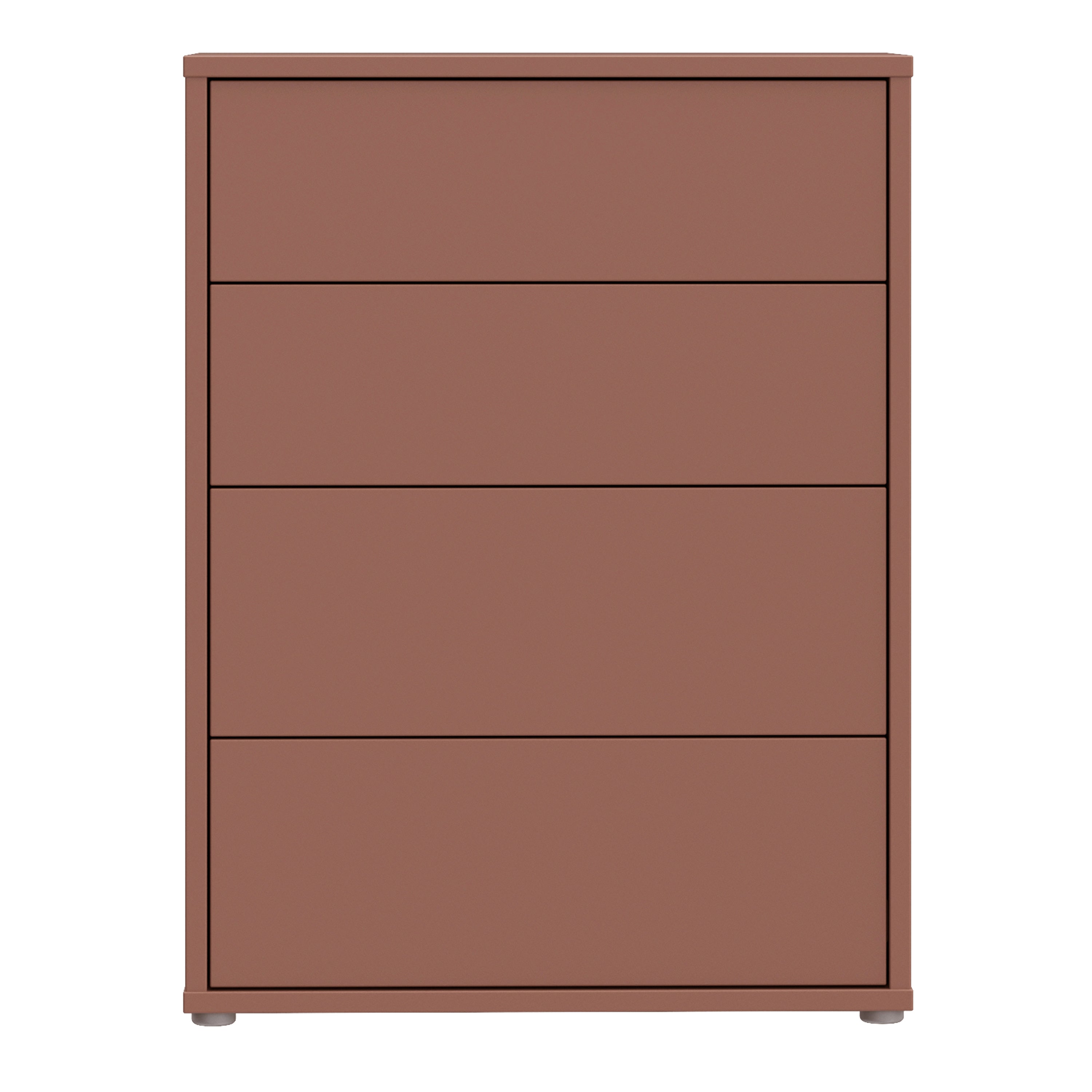 Alyson 4 Drawer Chest with Push-to-Open Drawers in Terracotta