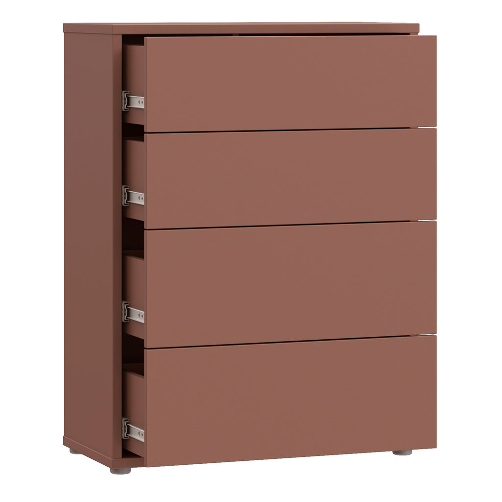 Alyson 4 Drawer Chest with Push-to-Open Drawers in Terracotta