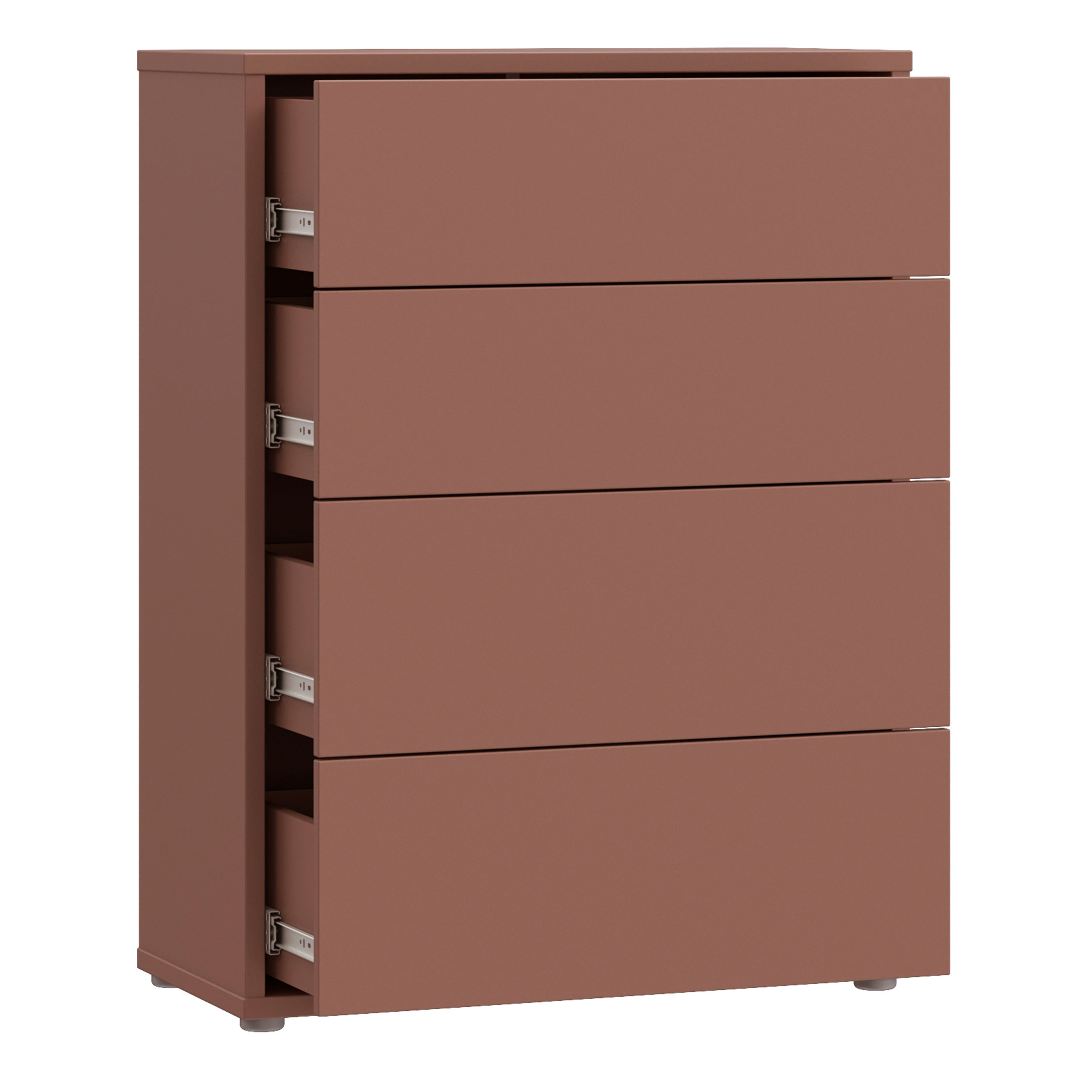 Alyson 4 Drawer Chest with Push-to-Open Drawers in Terracotta