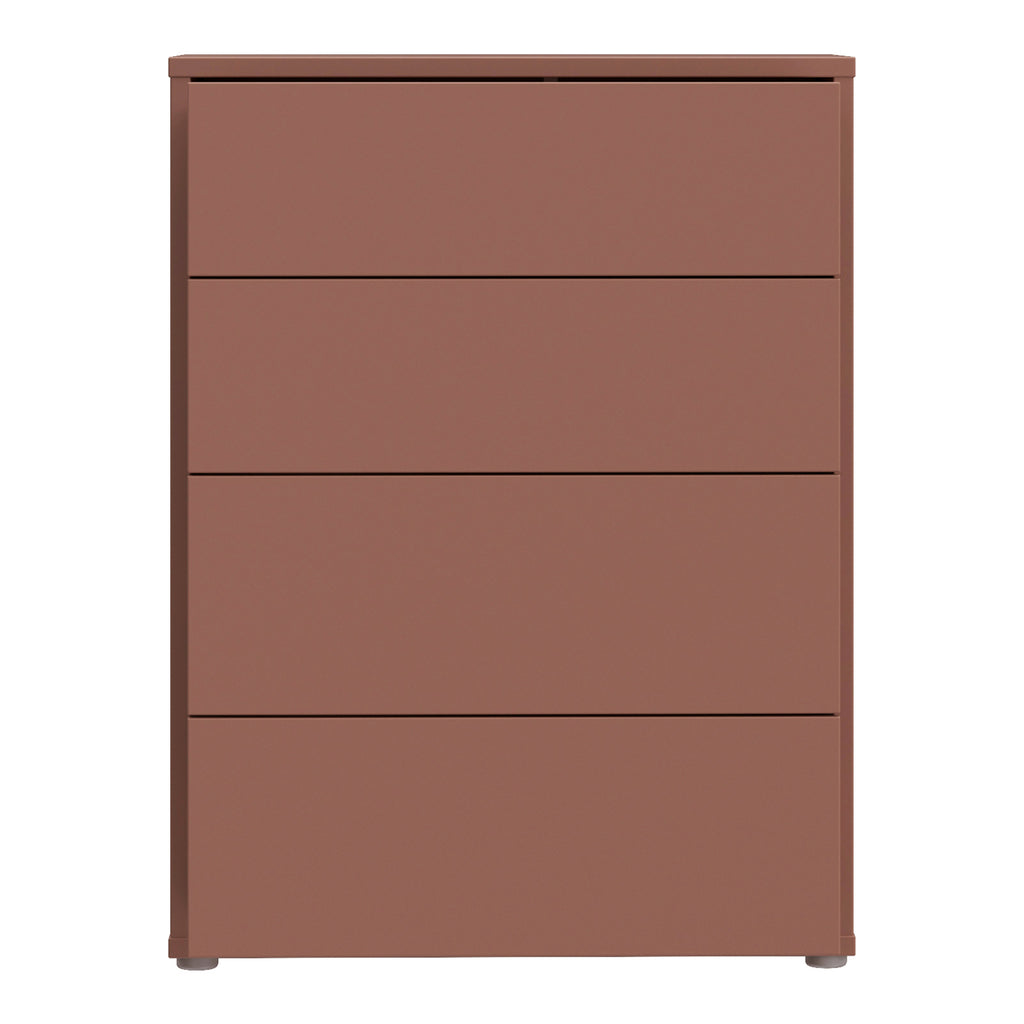 Alyson 4 Drawer Chest with Push-to-Open Drawers in Terracotta