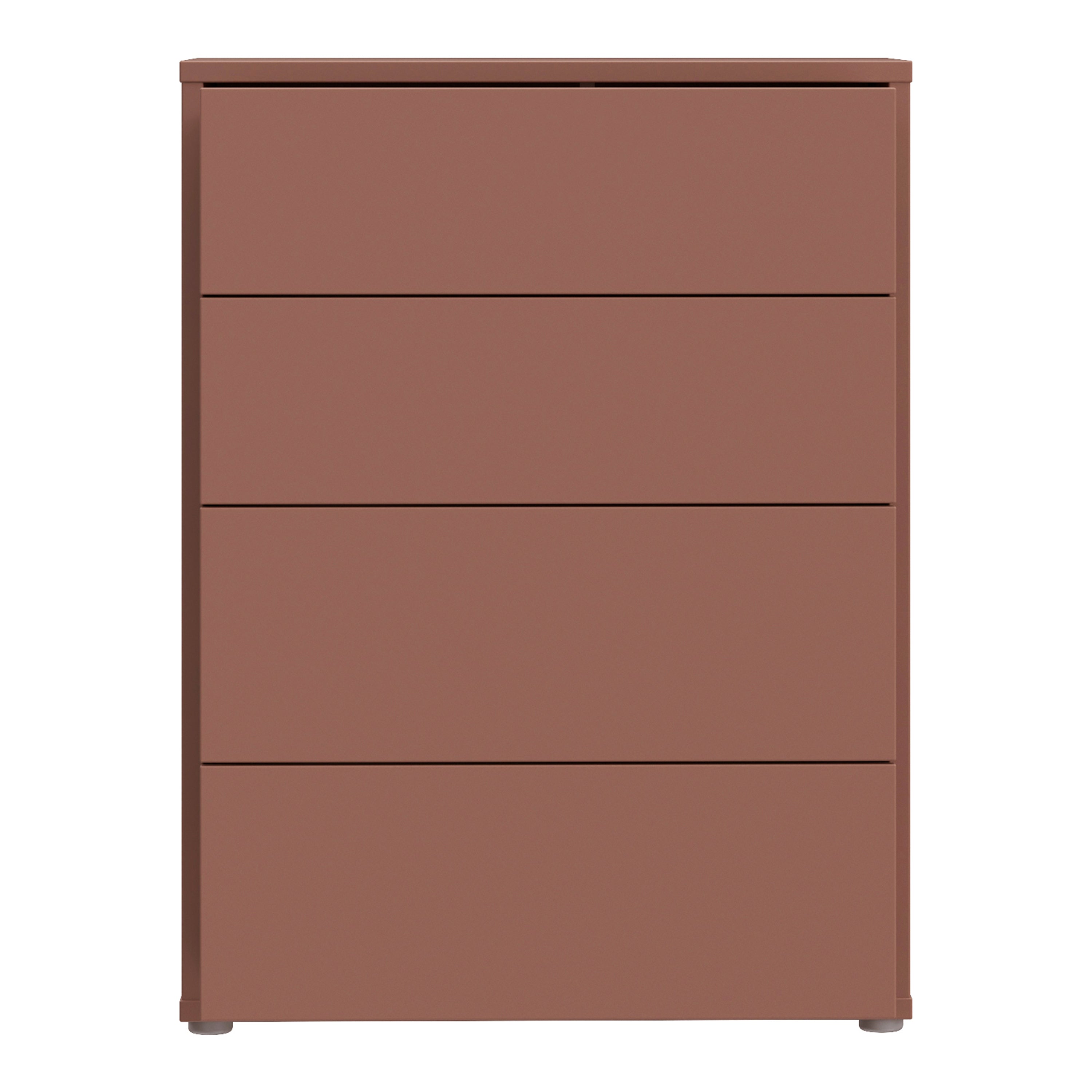 Alyson 4 Drawer Chest with Push-to-Open Drawers in Terracotta
