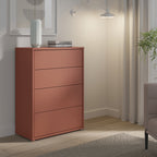 Alyson 4 Drawer Chest with Push-to-Open Drawers in Terracotta