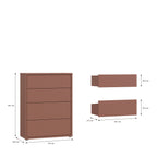 Alyson 4 Drawer Chest with Push-to-Open Drawers in Terracotta
