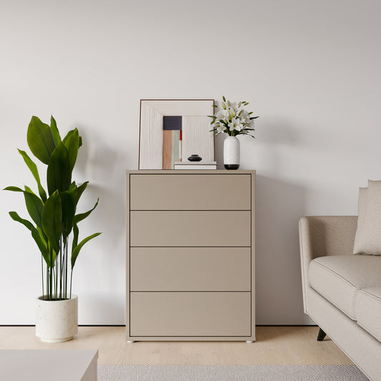 Alyson 4 Drawer Chest with Push-to-Open Drawers in Taupe