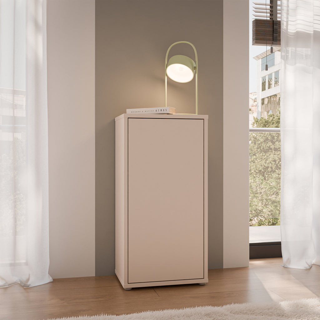 Alyson 1 Door Cupboard with Push-to-Open Door in Sand