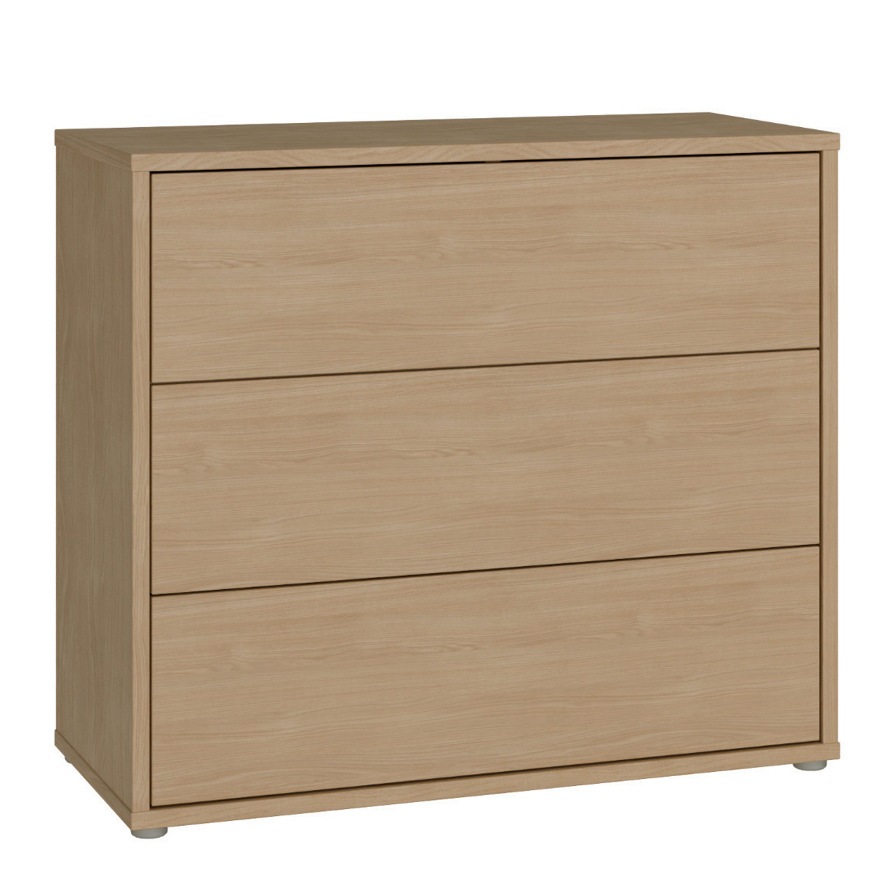 Alyson 3 Drawer Chest with Push-to-Open Drawers in Elegancia Oak