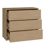 Alyson 3 Drawer Chest with Push-to-Open Drawers in Elegancia Oak