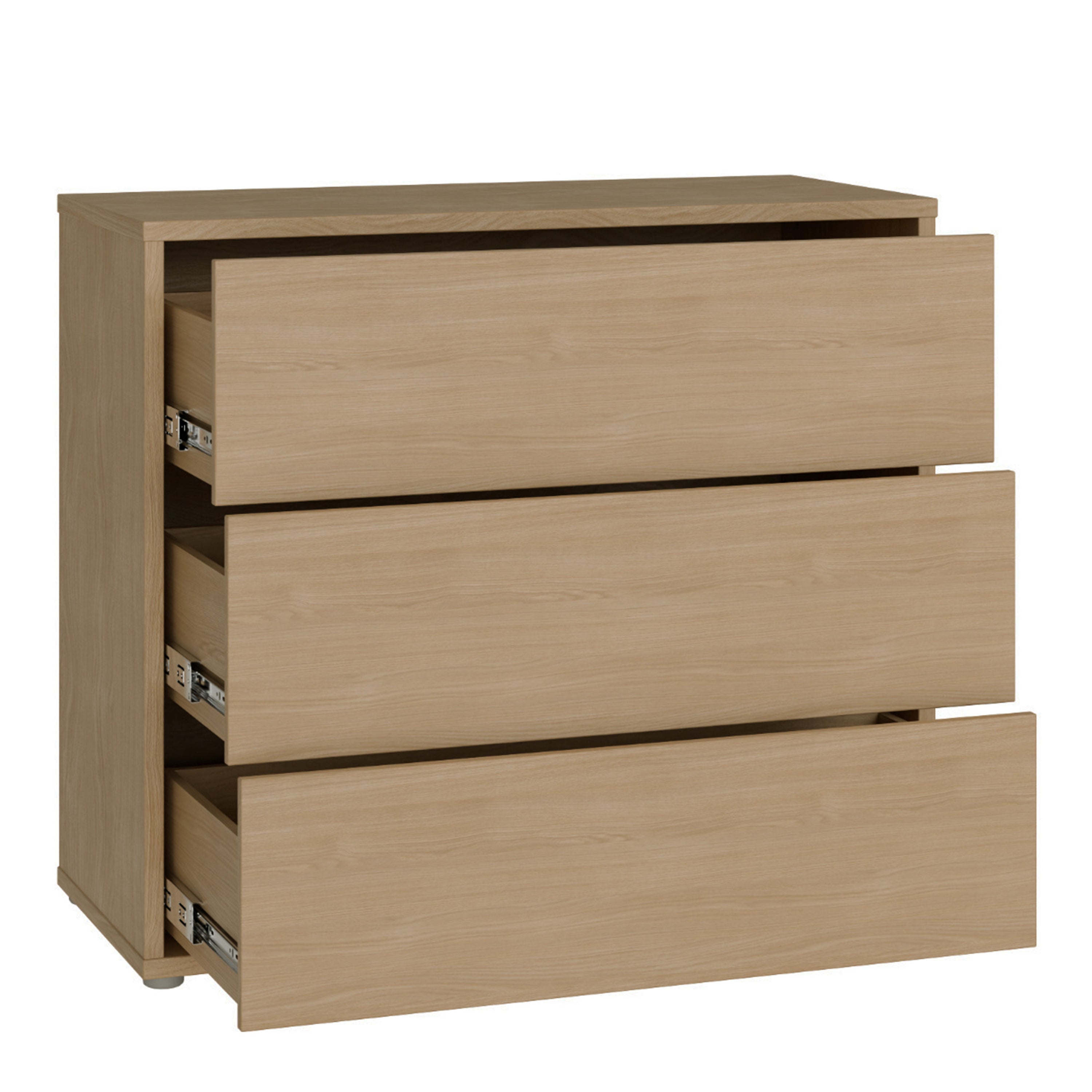 Alyson 3 Drawer Chest with Push-to-Open Drawers in Elegancia Oak