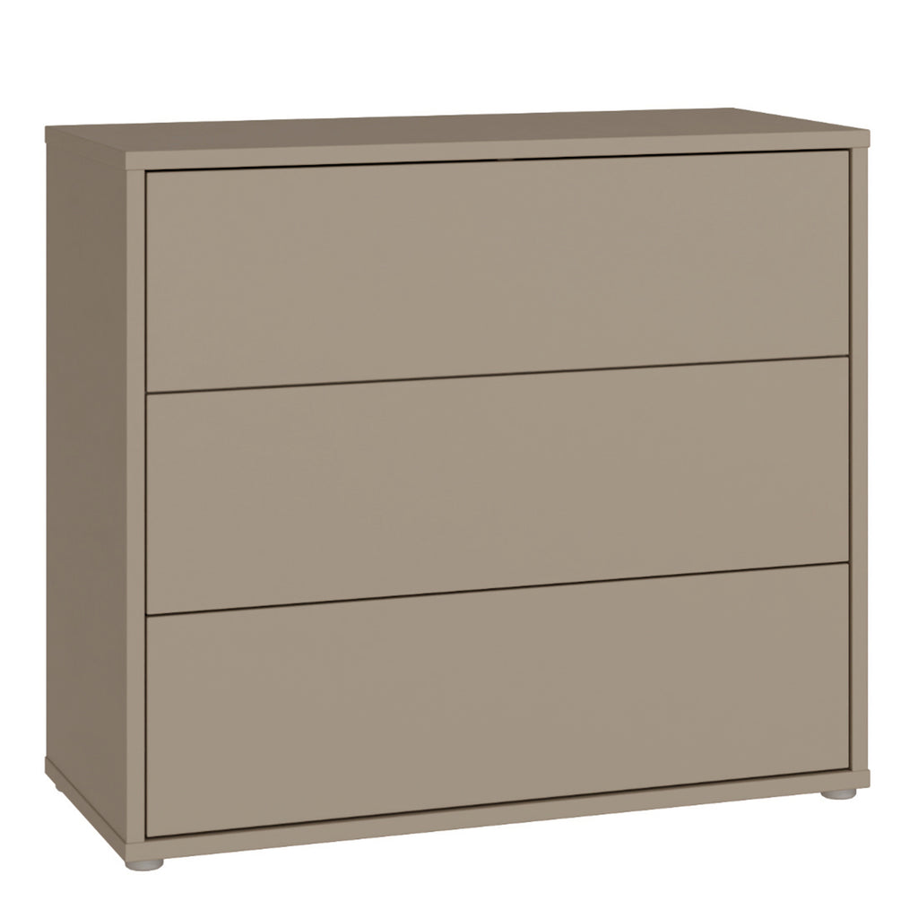 Alyson 3 Drawer Chest With Push-to-Open Drawers in Taupe