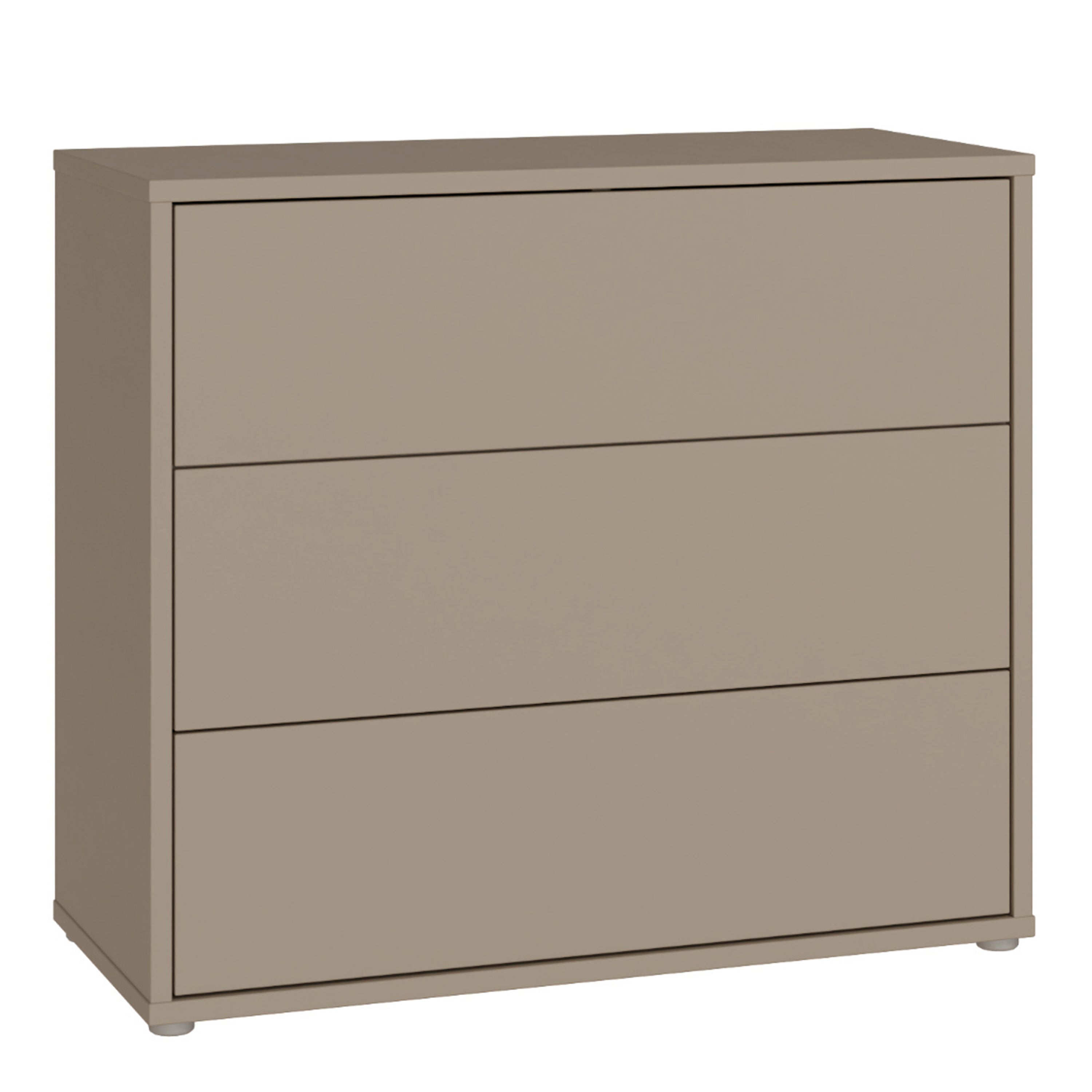 Alyson 3 Drawer Chest With Push-to-Open Drawers in Taupe
