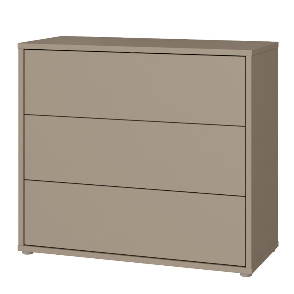Alyson 3 Drawer Chest With Push-to-Open Drawers in Taupe