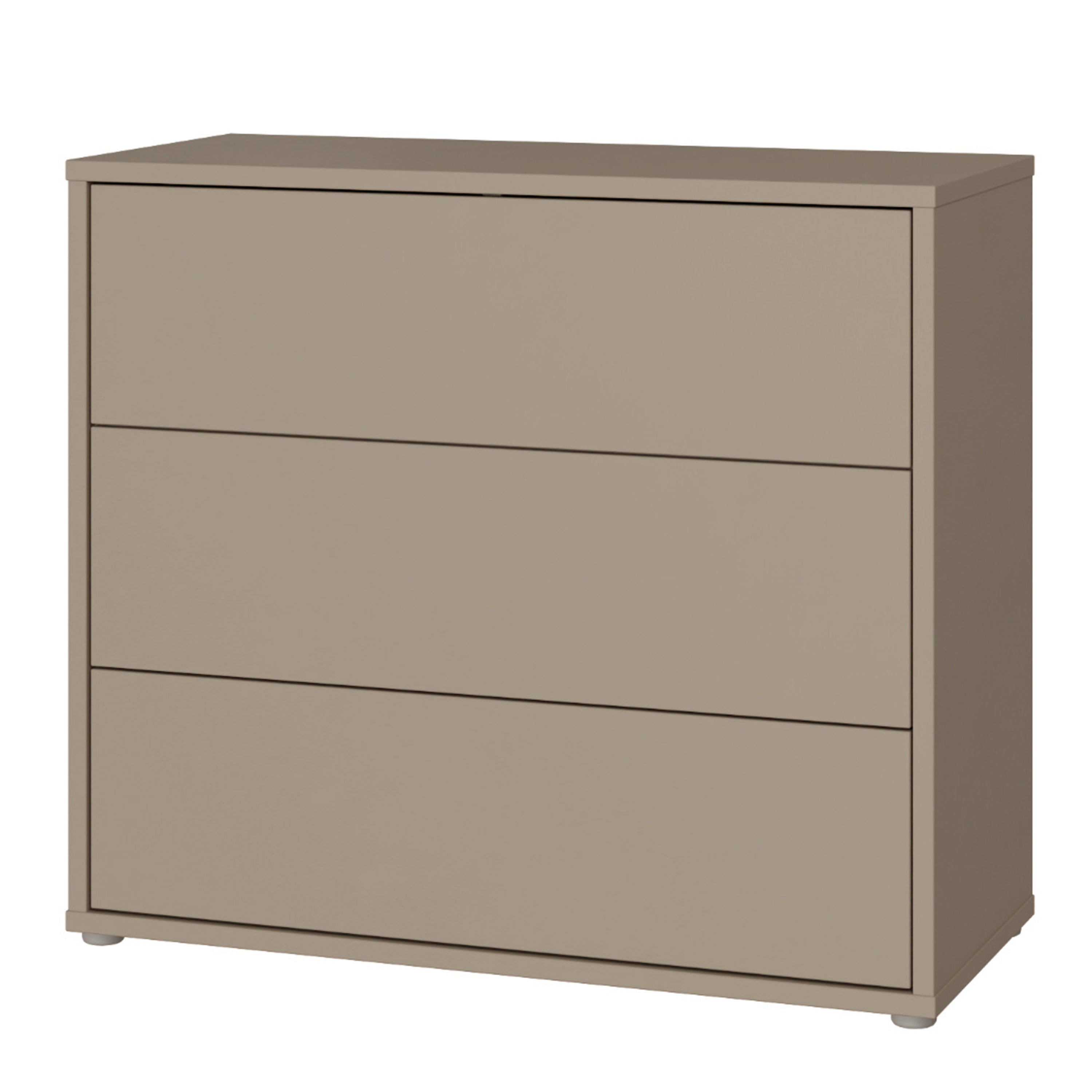 Alyson 3 Drawer Chest With Push-to-Open Drawers in Taupe