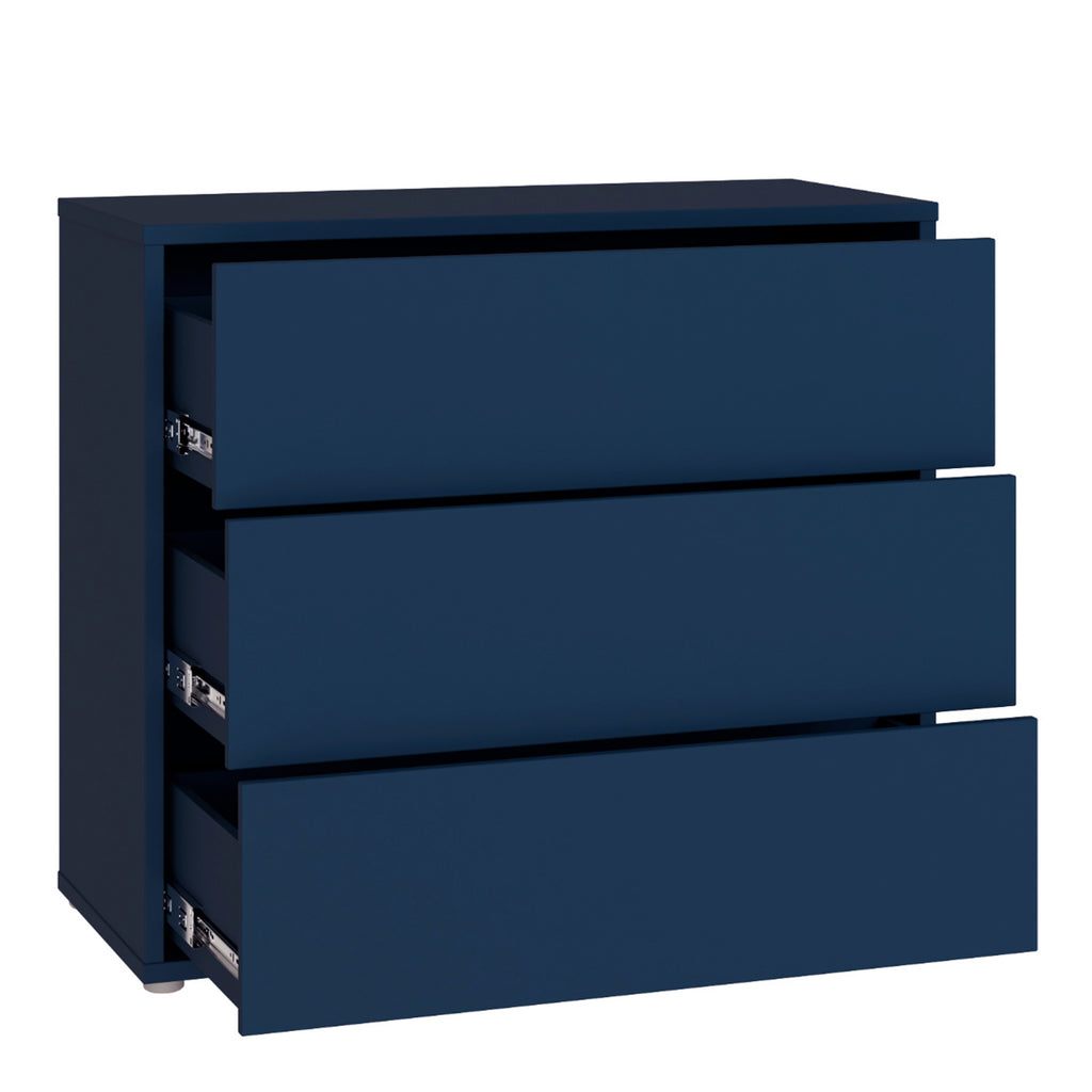 Alyson 3 Drawer Chest with Push-to-Open Drawers in Night Blue