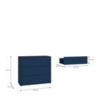 Alyson 3 Drawer Chest with Push-to-Open Drawers in Night Blue