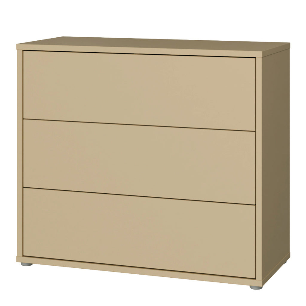 Alyson 3 Drawer Chest with Push-to-Open Drawers in Butter Yellow