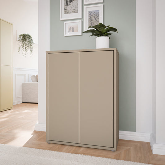 Alyson Shoe Cabinet with 2 Doors Push-to-Open in Taupe