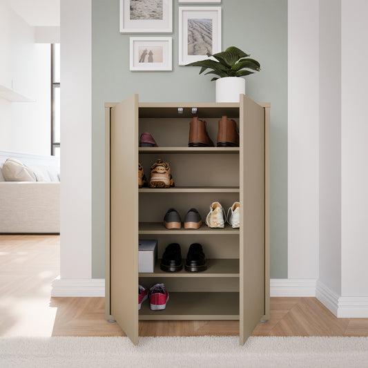Alyson Shoe Cabinet with 2 Doors Push-to-Open in Taupe