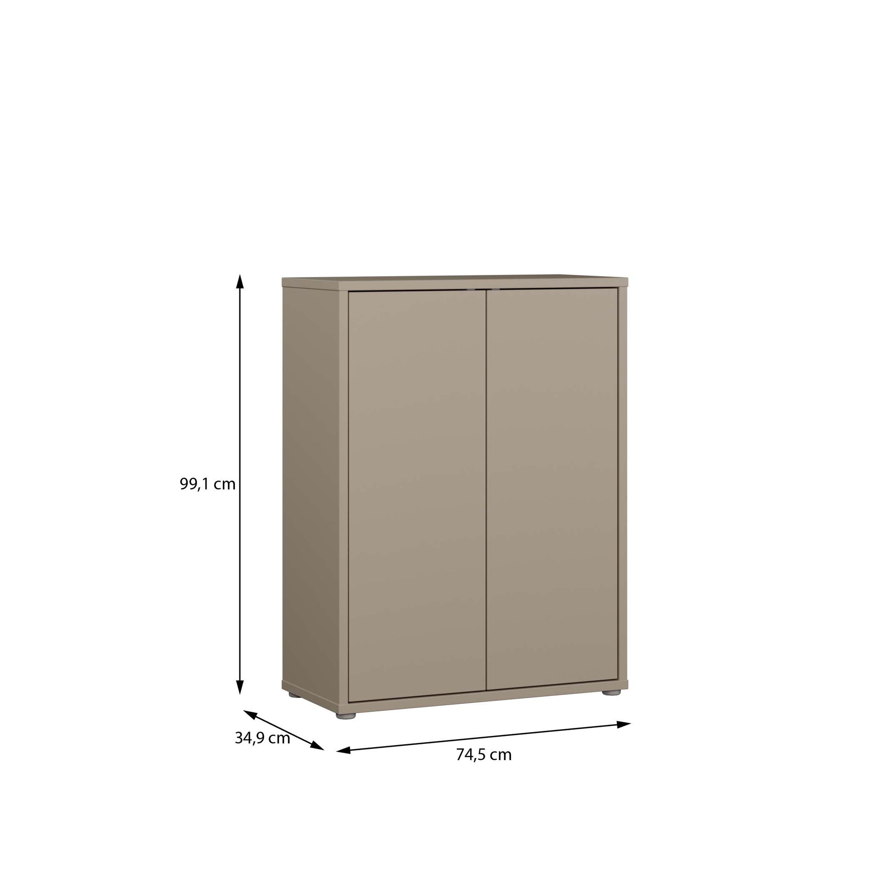 Alyson Shoe Cabinet with 2 Doors Push-to-Open in Taupe