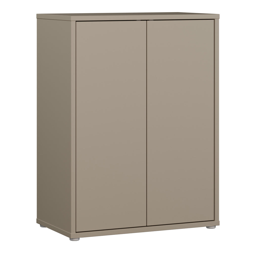 Alyson Tall 2 Door Cupboard with Push-to-Open Doors in Taupe