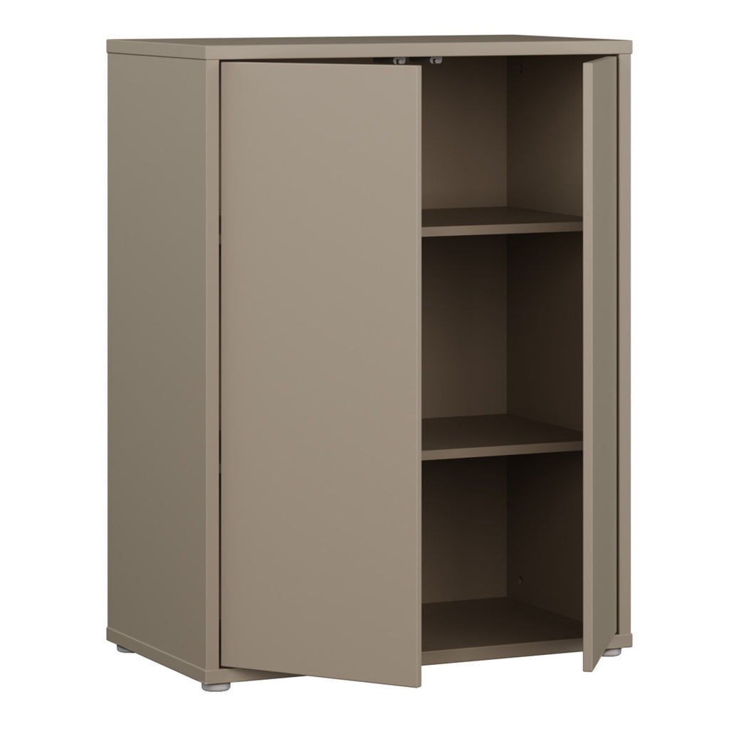 Alyson Tall 2 Door Cupboard with Push-to-Open Doors in Taupe