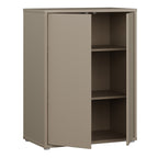 Alyson Tall 2 Door Cupboard with Push-to-Open Doors in Taupe