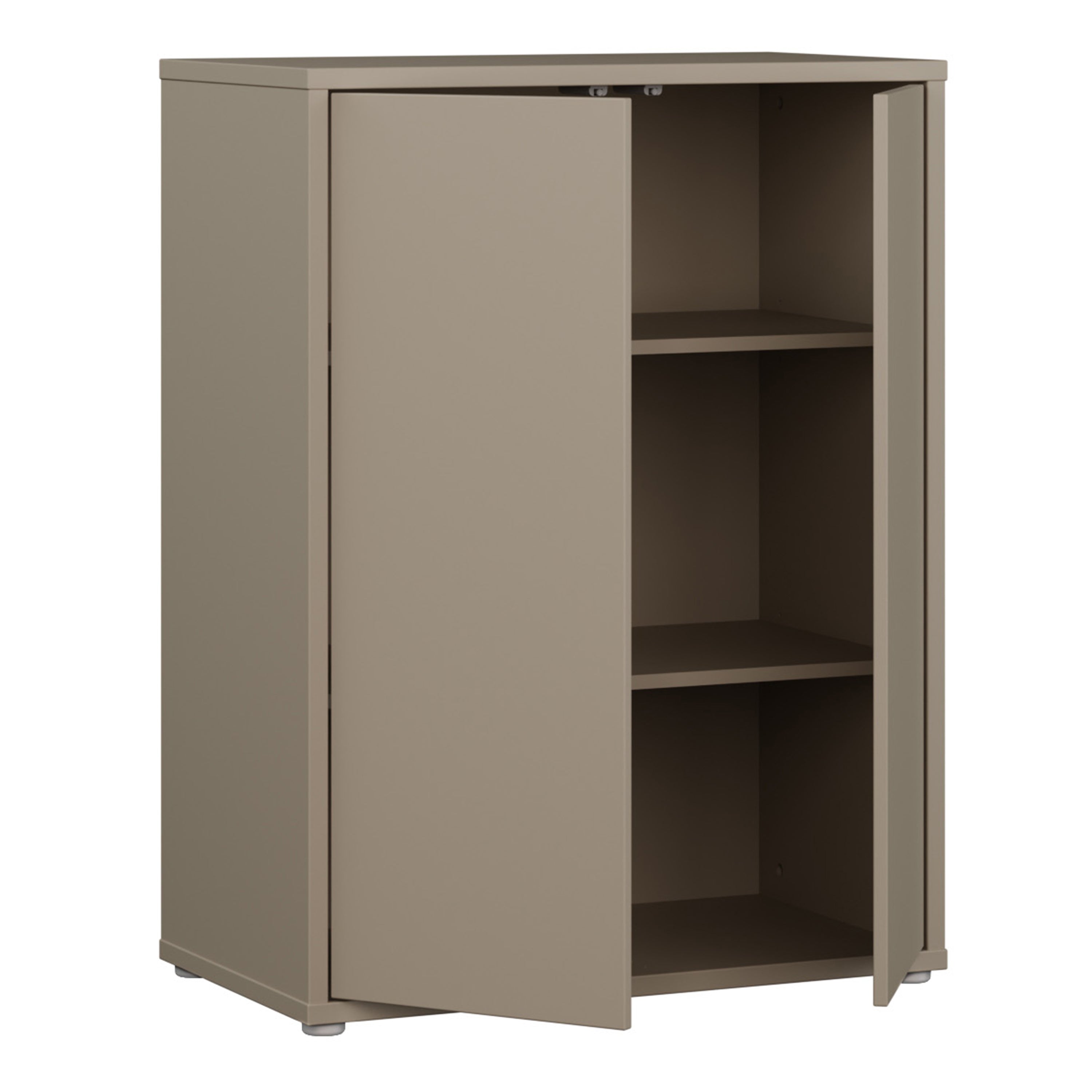 Alyson Tall 2 Door Cupboard with Push-to-Open Doors in Taupe