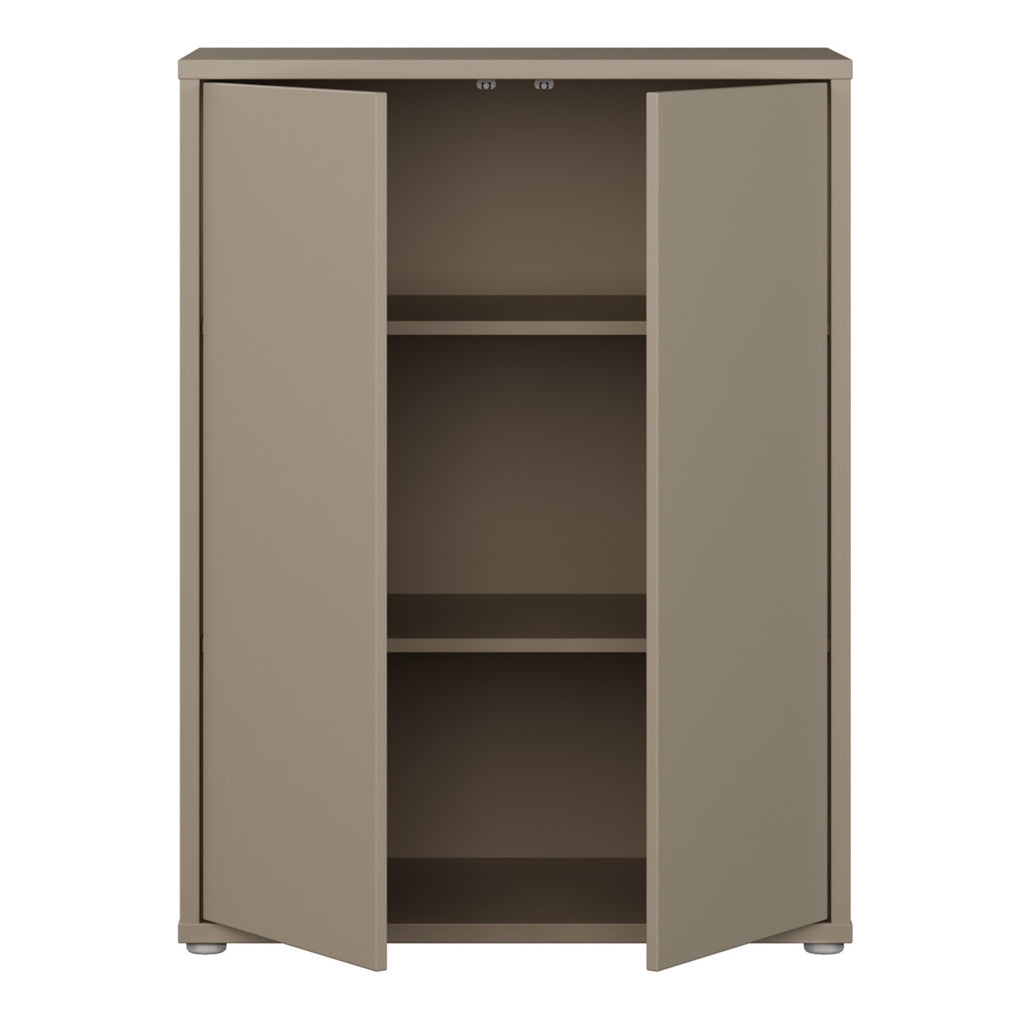 Alyson Tall 2 Door Cupboard with Push-to-Open Doors in Taupe