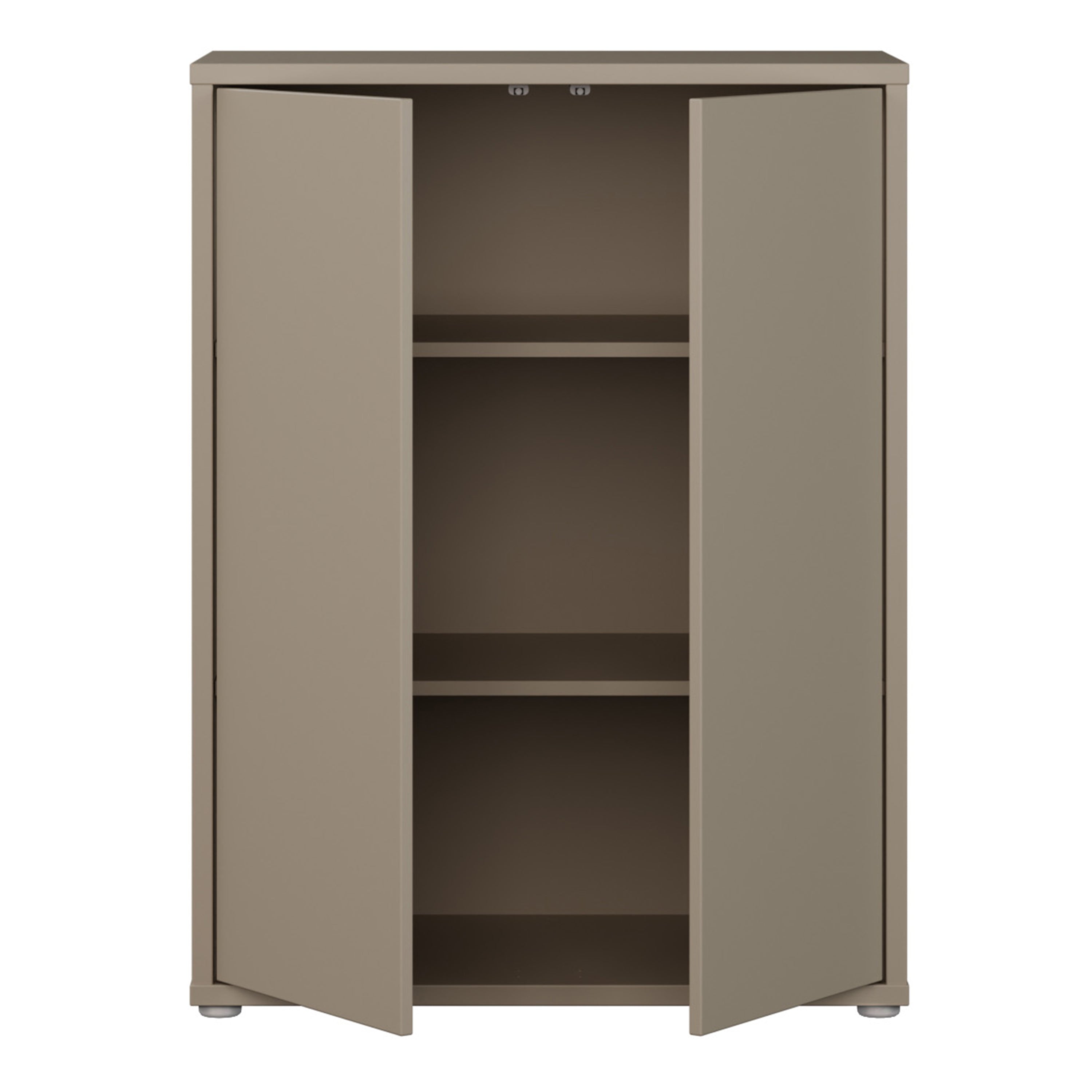 Alyson Tall 2 Door Cupboard with Push-to-Open Doors in Taupe