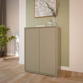 Alyson Tall 2 Door Cupboard with Push-to-Open Doors in Taupe