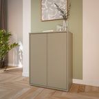 Alyson Tall 2 Door Cupboard with Push-to-Open Doors in Taupe