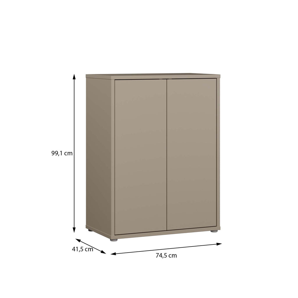 Alyson Tall 2 Door Cupboard with Push-to-Open Doors in Taupe