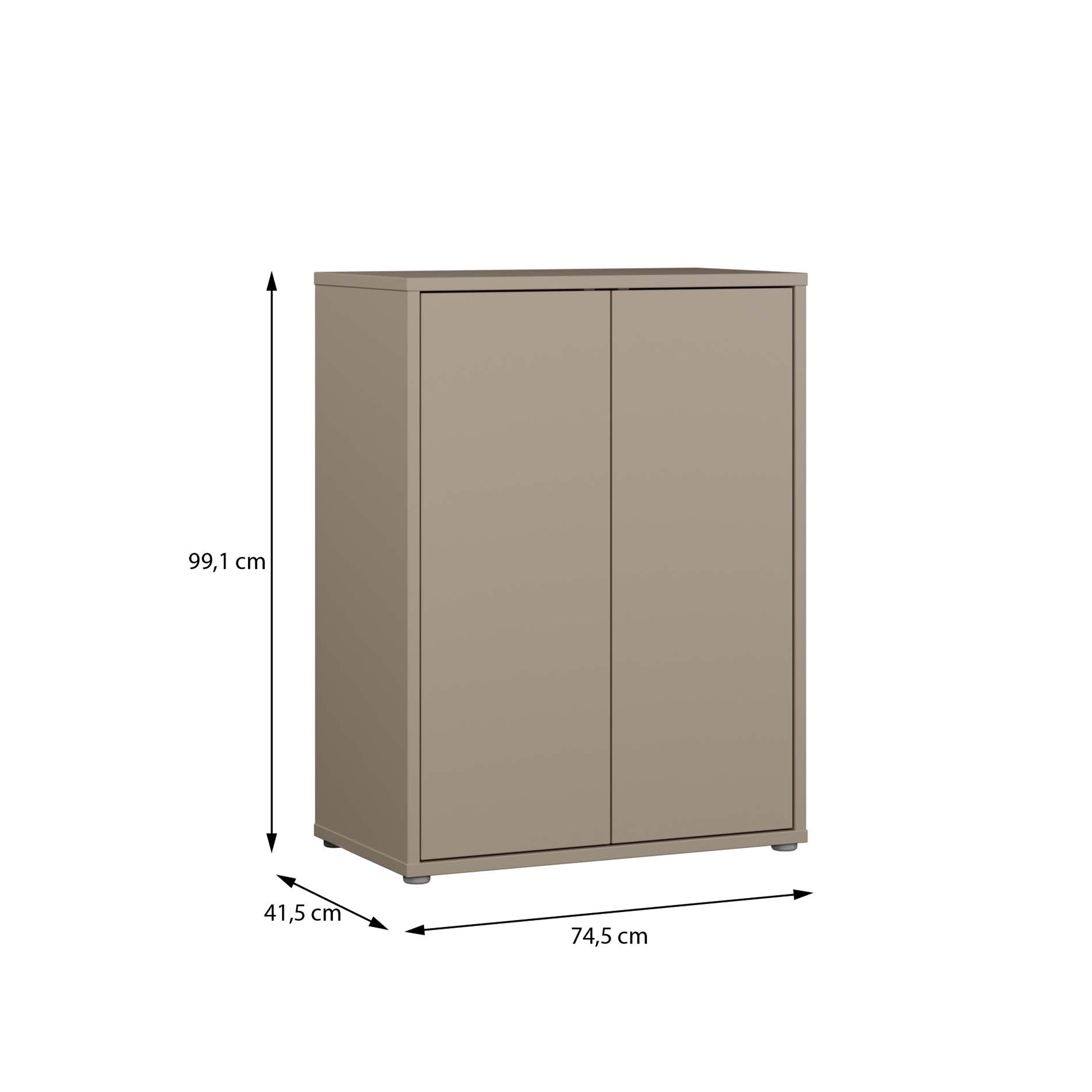 Alyson Tall 2 Door Cupboard with Push-to-Open Doors in Taupe