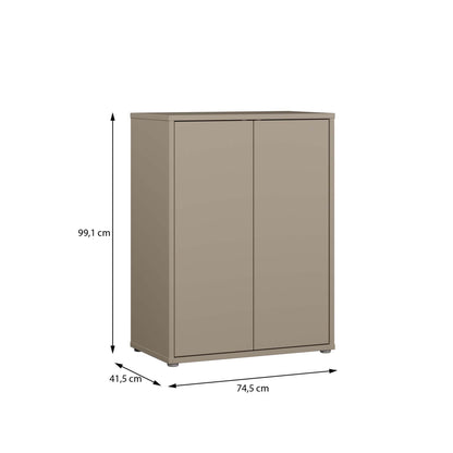 Alyson Tall 2 Door Cupboard with Push-to-Open Doors in Taupe