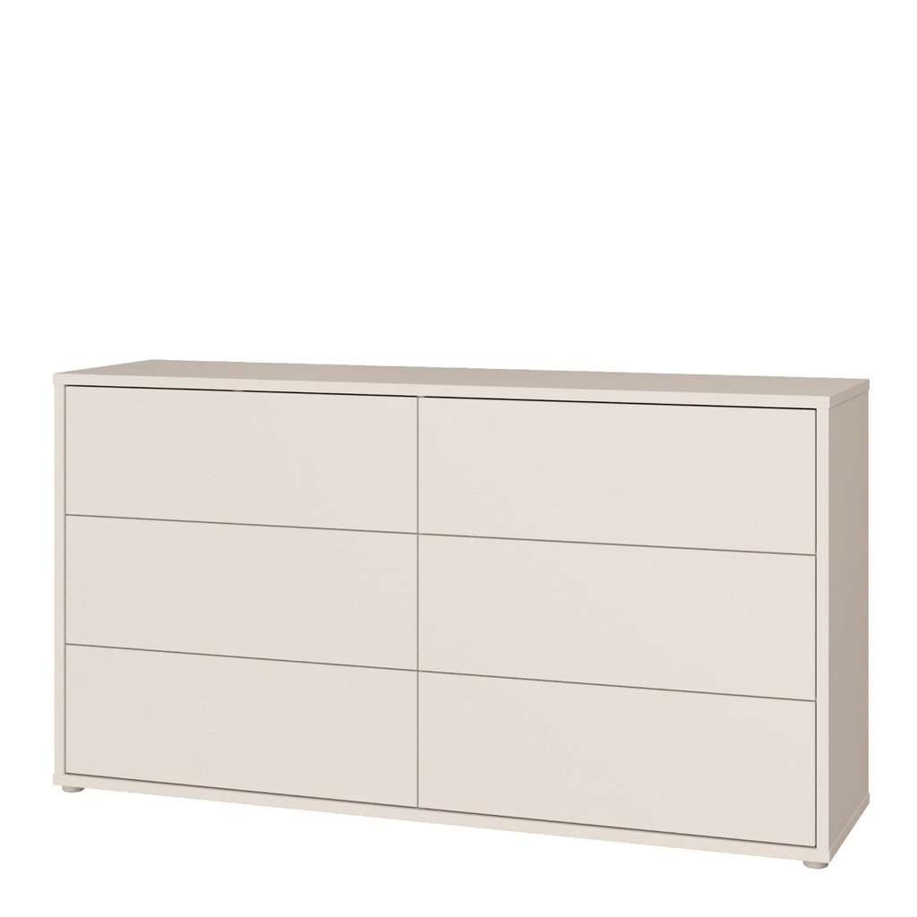 Alyson 6 Drawer Wide Chest with Push-to-Open Drawers in Sand